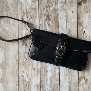 Black Leather Wristlet with Buckle